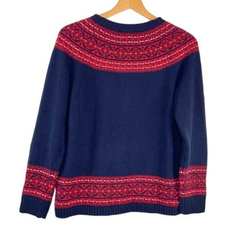 NWOT Talbots Fair Isle Cardigan in Red and Navy Blue - Picture 5 of 5